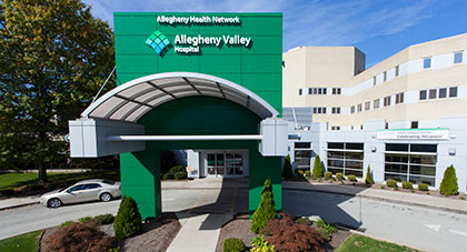 image of the main entrance of Allegheny Valley Hosptial