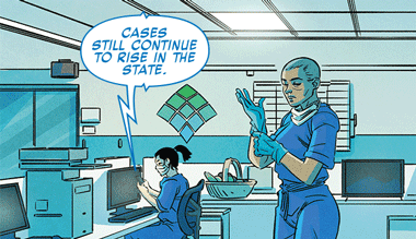 Marvel comic panel nurses cases rising