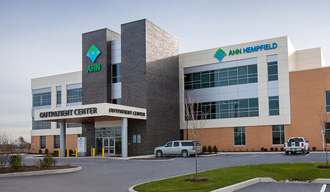 image of the exterior of AHN Hempfield Cancer Institute