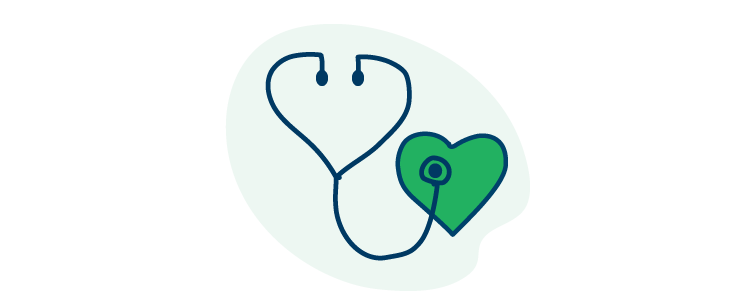 illustration of a stethoscope over a heart