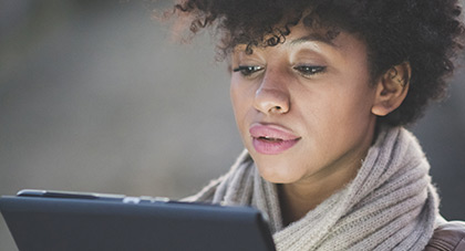 image of a woman using mychart ot access her medical records