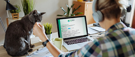 Person using mychart online scheduling tool at home
