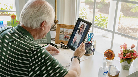 Man on a telehealth video visit