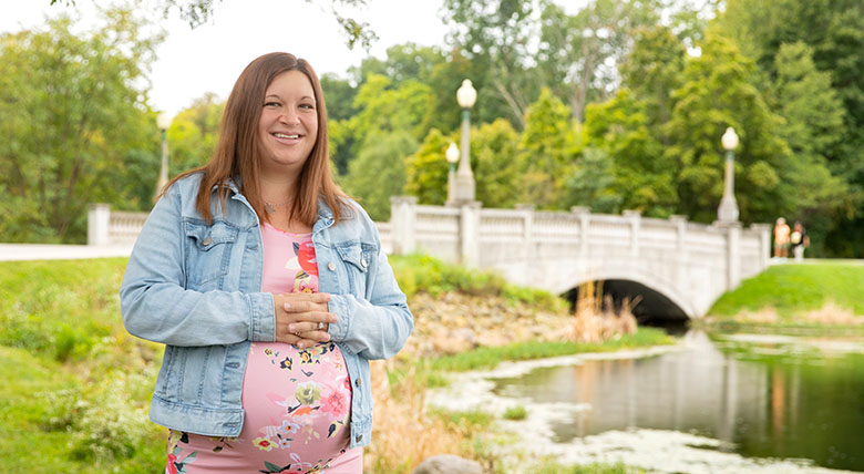Grove City Hospital  patient Kayla Gregorish smiling at the camera outdoors