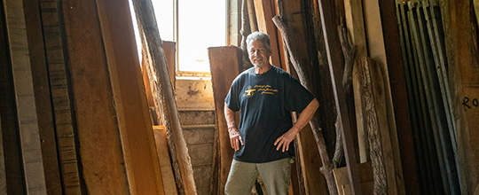  West Penn Hospital cancer survivor Gene Mazzetti in his woodshop